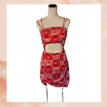 Carregue a imagem no visualizador da Galeria, Red Pink Butterfly Cut-Out Ruched Bodycon Mini Dress NWT Large
