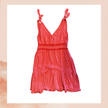 Carica l'immagine nel visualizzatore della galleria, Red &amp; White Shoulder-Tie Mini Fit &amp; Flare Dress (Pre-Loved) Size Medium
