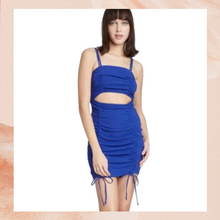 Load image into Gallery viewer, Royal Blue Cut-Out Ruched Boydcon Dress NWT
