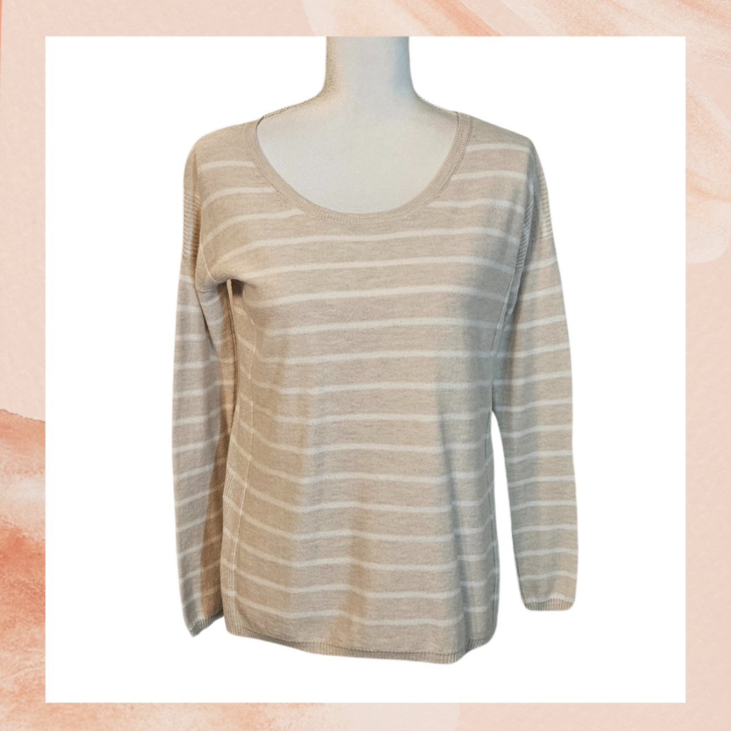 SOFT JOIE Beige & White Striped Light Knit Sweater (Pre-Loved) XS