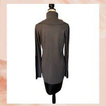 Load image into Gallery viewer, Say What? Gray Turtleneck Faux Leather Panel Sweater Dress (Pre-Loved) Size XL
