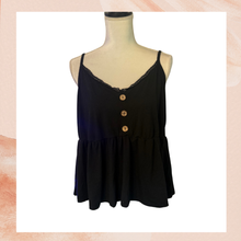 Cargue la imagen en el visor de la galería, Shein Curve Black Cropped Ruffle Tank (Pre-Loved) Size 0XL
