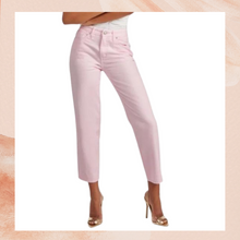 Carregue a imagem no visualizador da Galeria, Shoedazzle Light Pink High-Rise Straight Leg Cropped Jeans NWT Size 34
