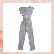 Load image into Gallery viewer, Soft Knit Gray &amp; White Striped Ankle Length Jumpsuit (Pre-Loved) See Measurements
