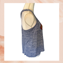 Cargue la imagen en el visor de la galería, Superman Blue Spacedye Knit Cropped Racerback Tank (Pre-Loved) Size Junior's Large
