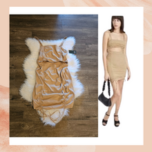 Load image into Gallery viewer, Tan Taupe Cut-Out Ruched Bodycon Dress NWT
