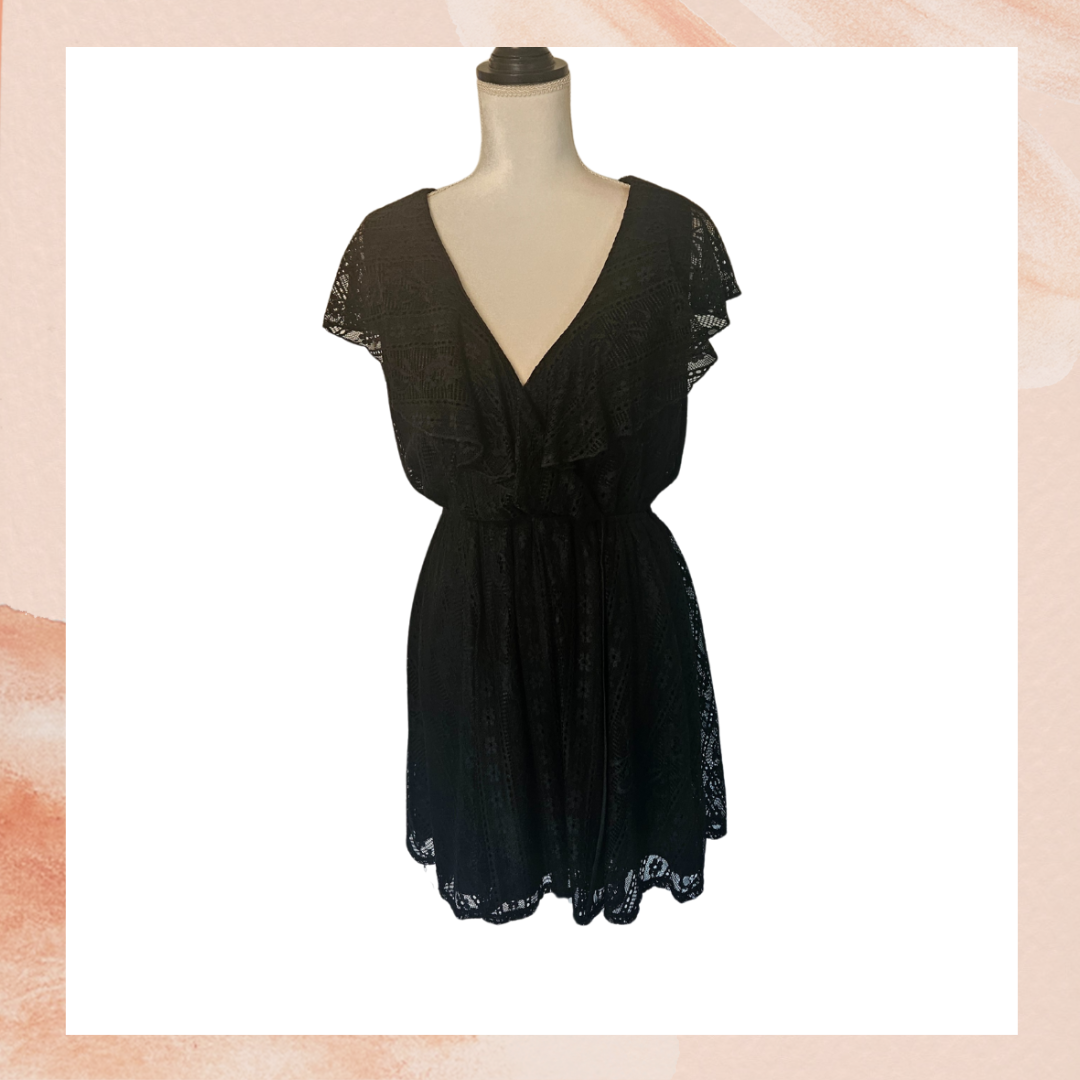 trixxi black lace dress Sugar + Lips Women's Lace Black Lace Up Detail Dress