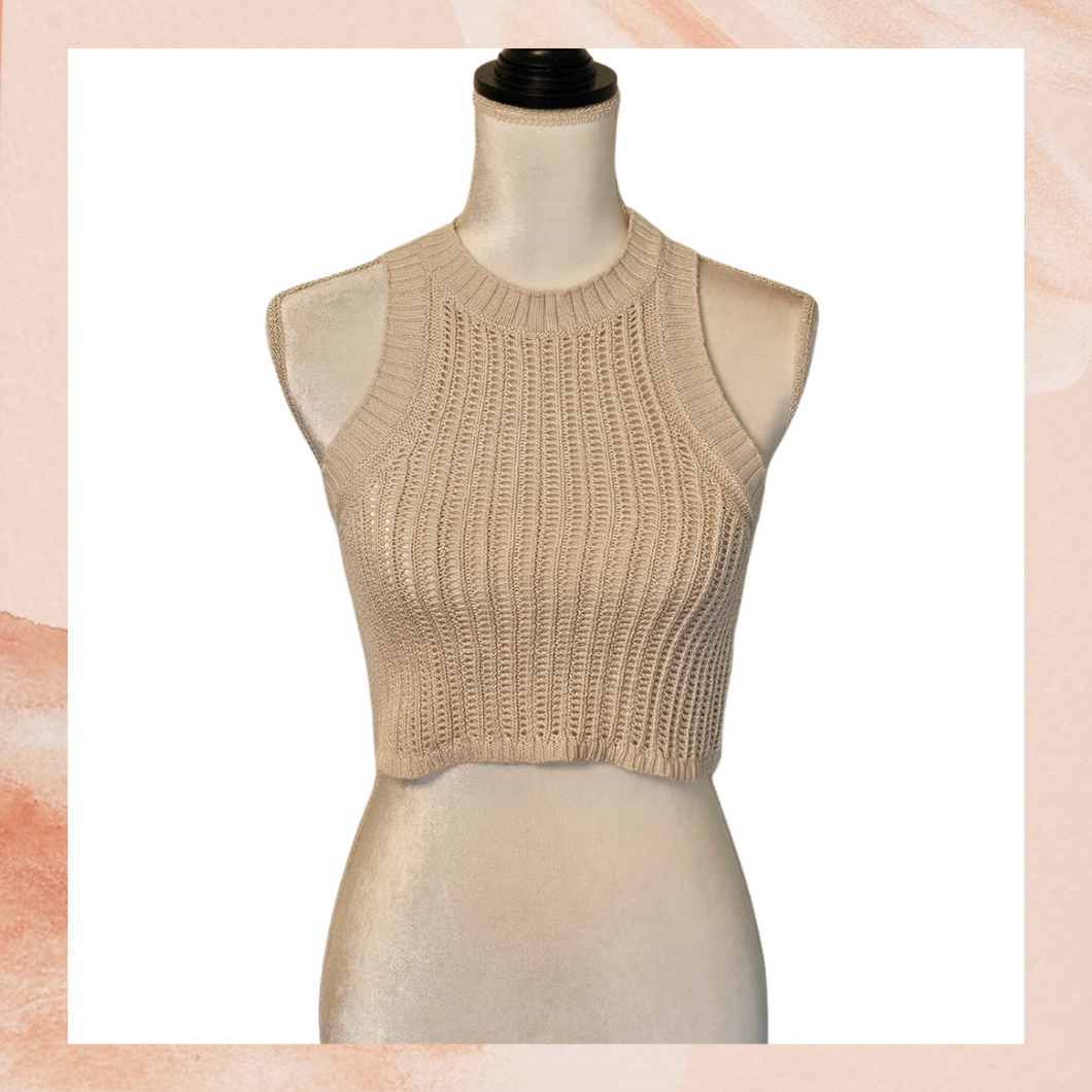 Urban Outfitters Beige Cropped Sweater Tank Top (Pre-Loved) XS