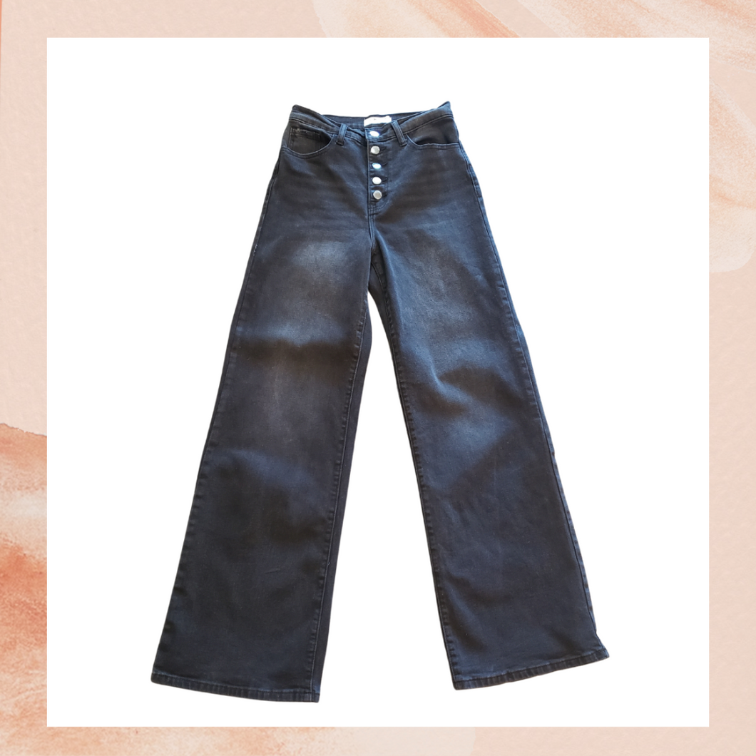 Vibrant Miu Black High-Rise Wide Leg Jeans (Pre-Loved) Size 3 W25