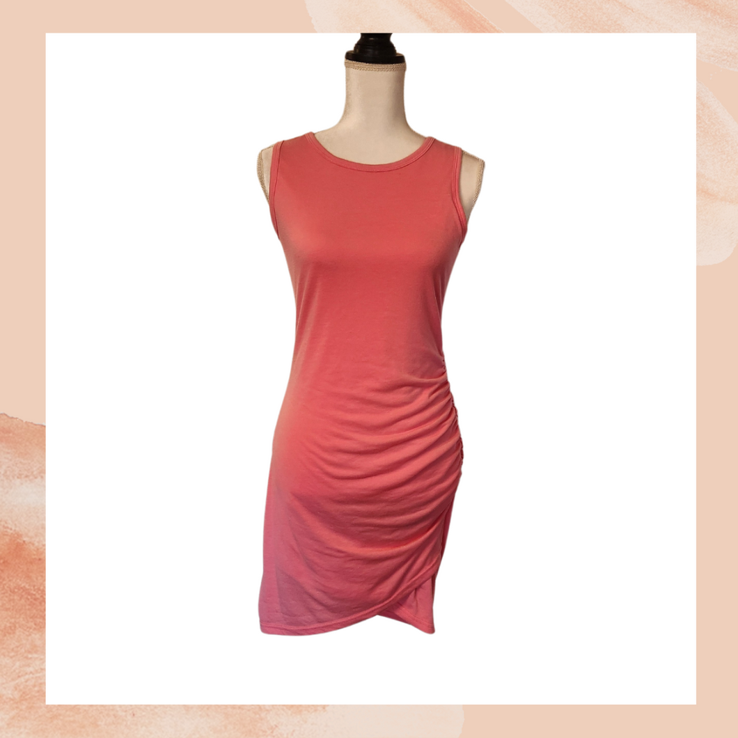 Vibrant Pink Sleeveless Ruched Mini Bodycon Dress (Pre-Loved) OS