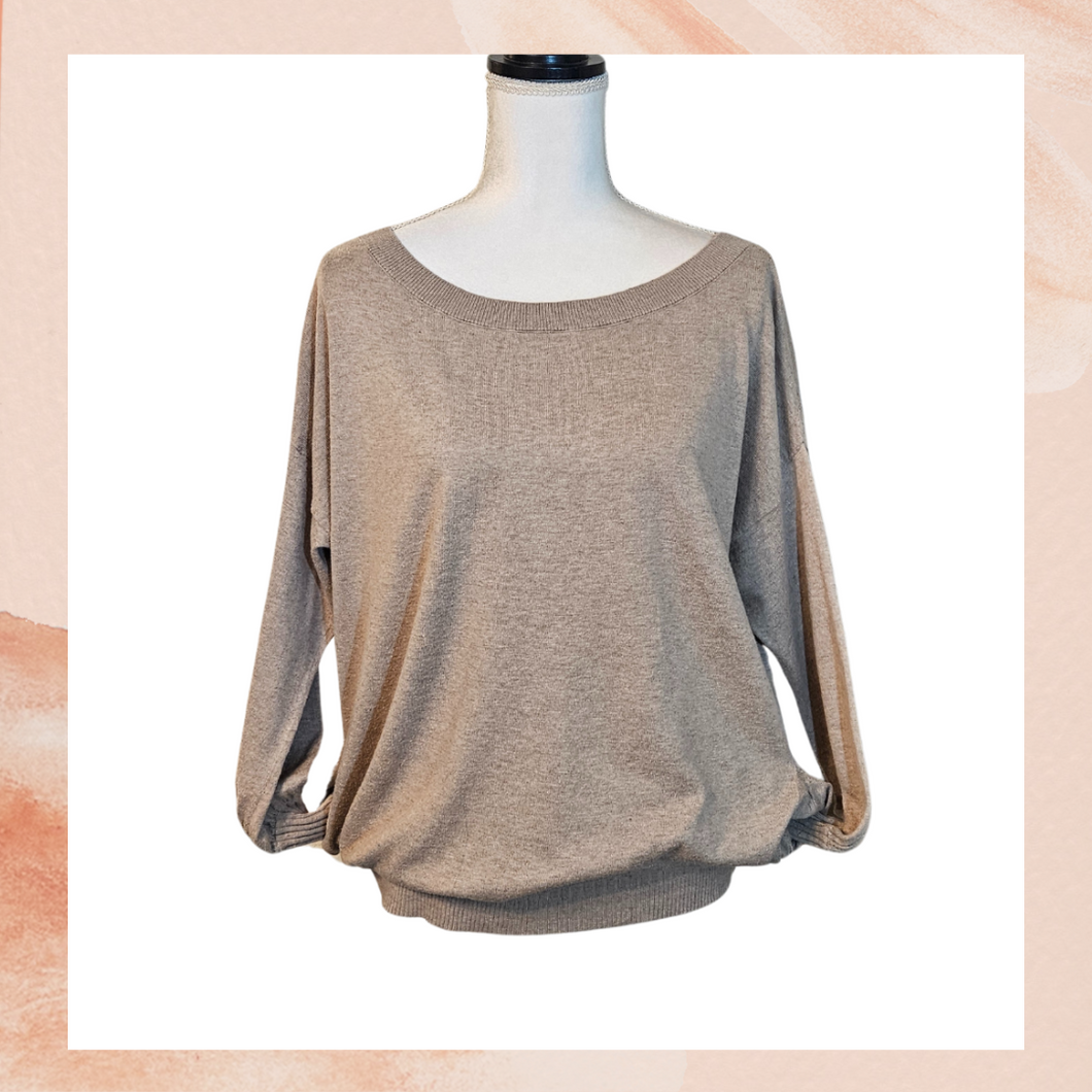 Victoria's Secret Light Taupe Relaxed Fit Open Cut-Out Back Sweater (Pre-Loved) Small