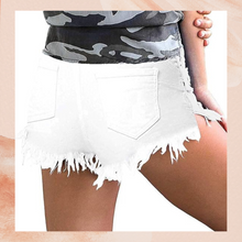 Carica l&#39;immagine nel visualizzatore della galleria, White Cut-Off Frayed Denim Jean Distressed Shorts NWOT XXL
