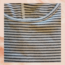 Load image into Gallery viewer, White &amp; Black Striped Soft Knit Ribbed Fitted Tank Top (Pre-Loved) Small
