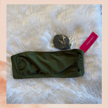 Chargez l'image dans la visionneuse de la galerie, Xhilaration Deep Olive Green Solid Bandeau Strapless Swim Top NWT
