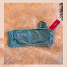 Carica l'immagine nel visualizzatore della galleria, Xhilaration Marine Aqua Blue Solid Bandeau Strapless Swim Top NWT

