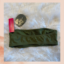 Chargez l'image dans la visionneuse de la galerie, Xhilaration Deep Olive Green Solid Bandeau Strapless Swim Top NWT
