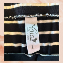 Load image into Gallery viewer, Yala Black &amp; White Striped Straight Pull-On Mini Pencil Skirt (Pre-Loved) Size Large
