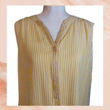 Load image into Gallery viewer, Yellow &amp; White Striped Sleeveless Blouse (Pre-Loved) XL
