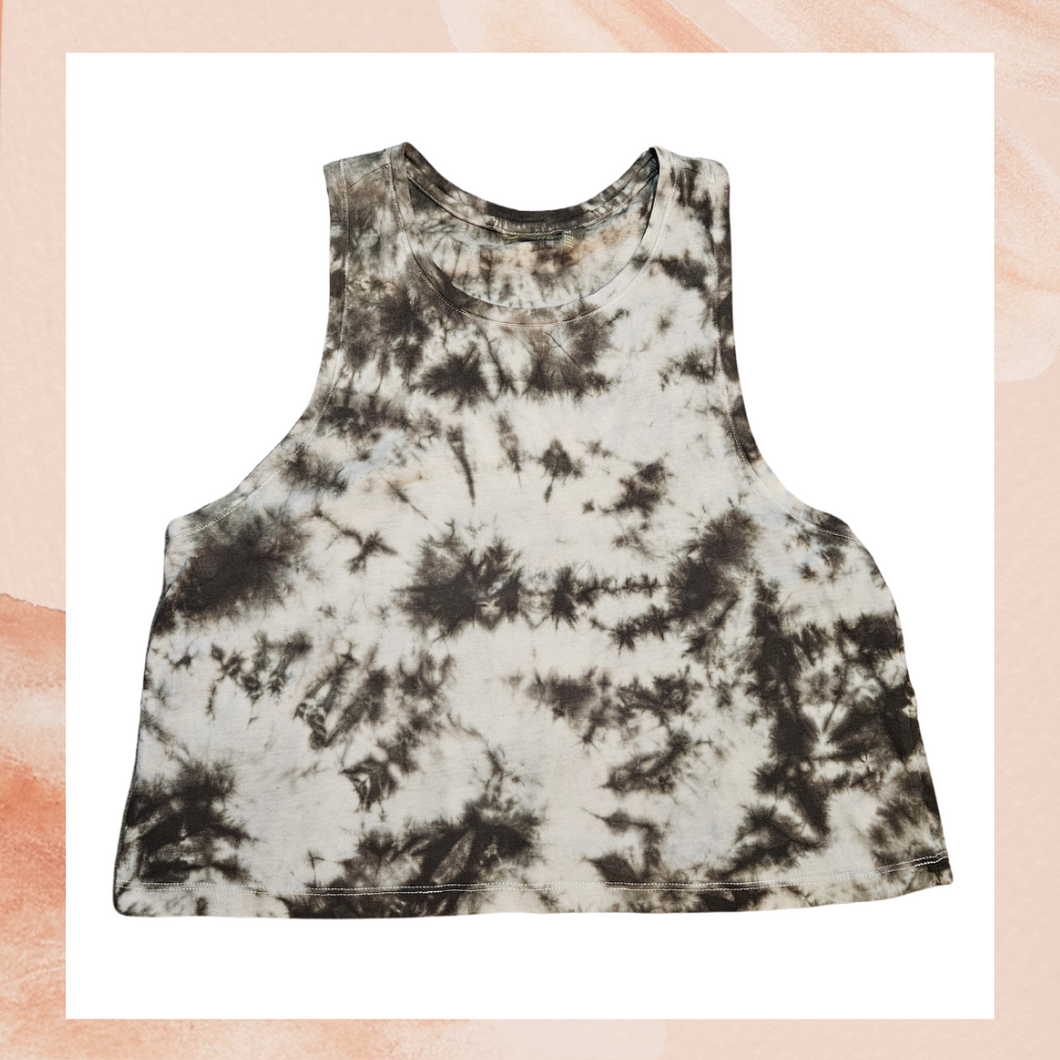 Zella Olive Green Tie-Dye Cropped Tank Top (Pre-Loved) Medium