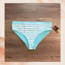 Load image into Gallery viewer, Aqua Turquoise Blue Striped Bikini Bottoms Youth Girls XL
