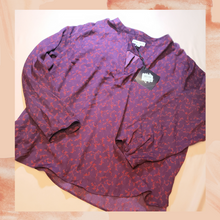 Load image into Gallery viewer, Ava &amp; Viv Purple Print Long Sleeve Blouse 1X
