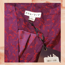 Cargue la imagen en el visor de la galería, Ava &amp; Viv Purple Print Long Sleeve Blouse 1X
