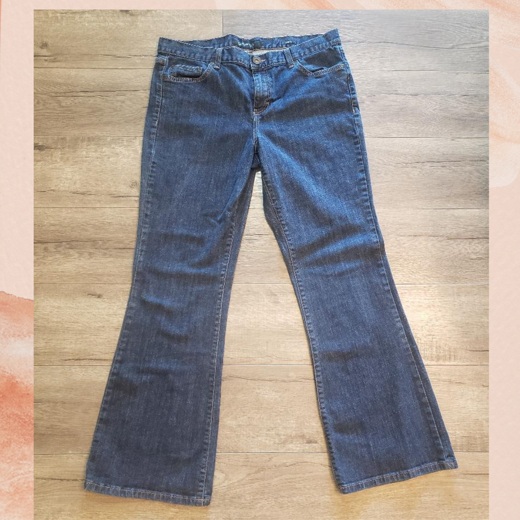 Calvin Klein Dark Wash Stretch Classic Bootcut Jeans (Pre-Loved) Size 14