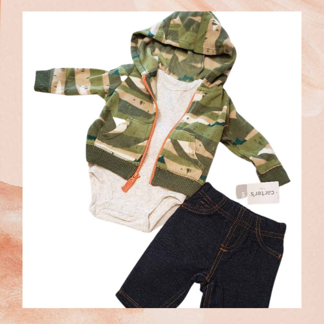 Carter's Camo Hoodie Jeans 3pc. Outfit NWT 3 Mos