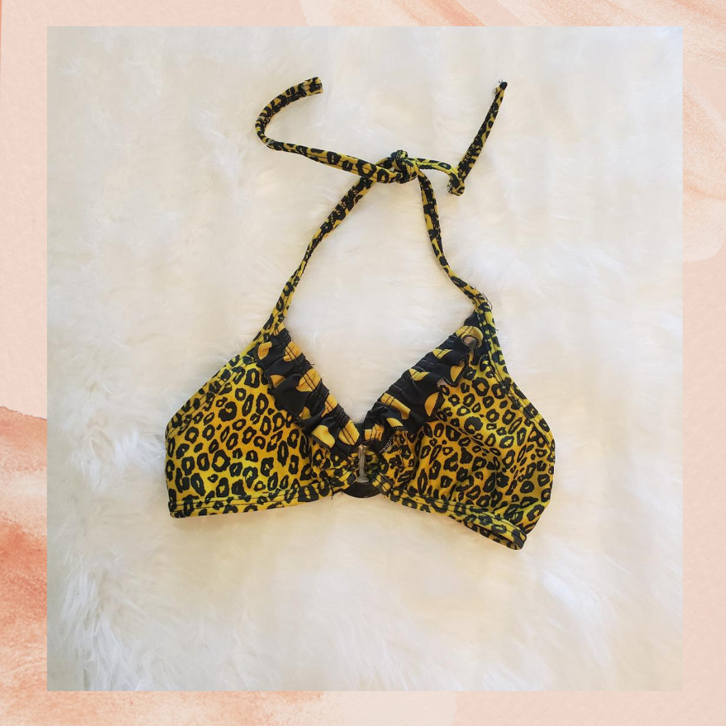 NWOT Cheetah Ruffle Bikini Top Girl's Size 7/8