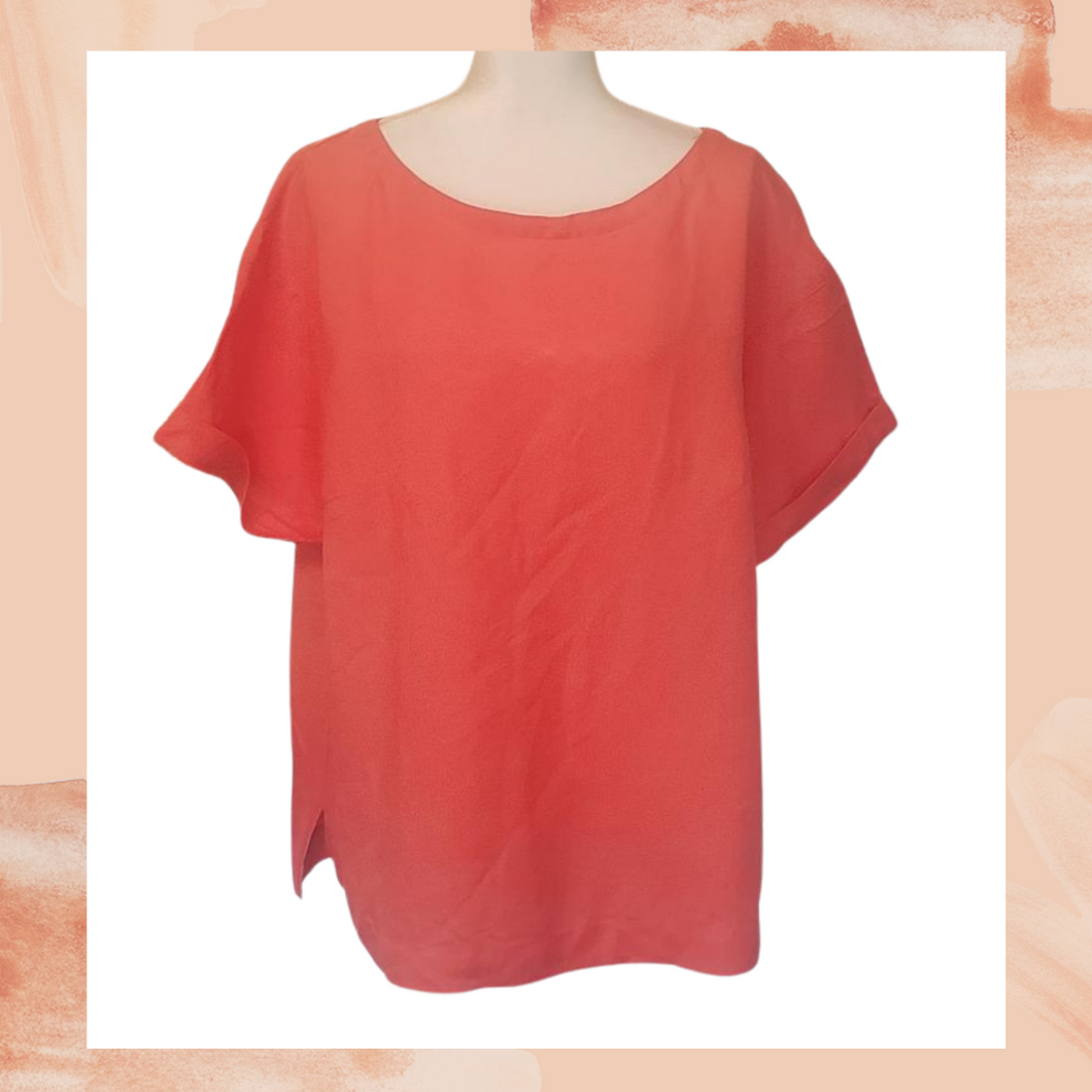 Coral Linen Short Sleeve Shirt 1X