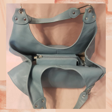 Laden Sie das Bild in den Galerie-Viewer. Cosette Italian Leather Slouchy Hobo Bag Steel Blue (Pre-Loved)

