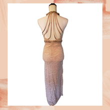 Carregue a imagem no visualizador da Galeria, Cream Lace High Neck Full Length Formal Prom Dress Size 5 (Pre-Loved)
