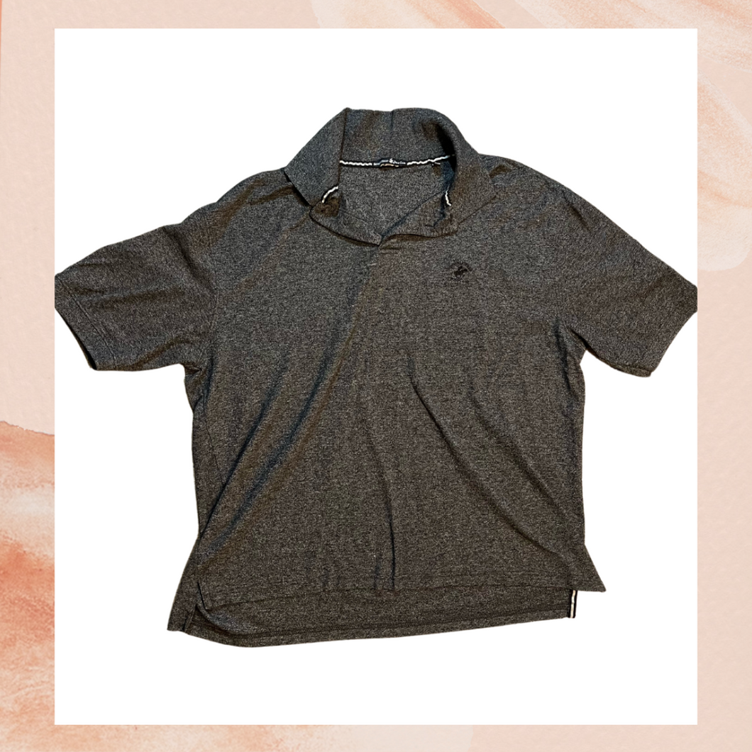 Dark Gray 1/4 Button Short Sleeve Polo Shirt (Pre-Loved) Size 2X