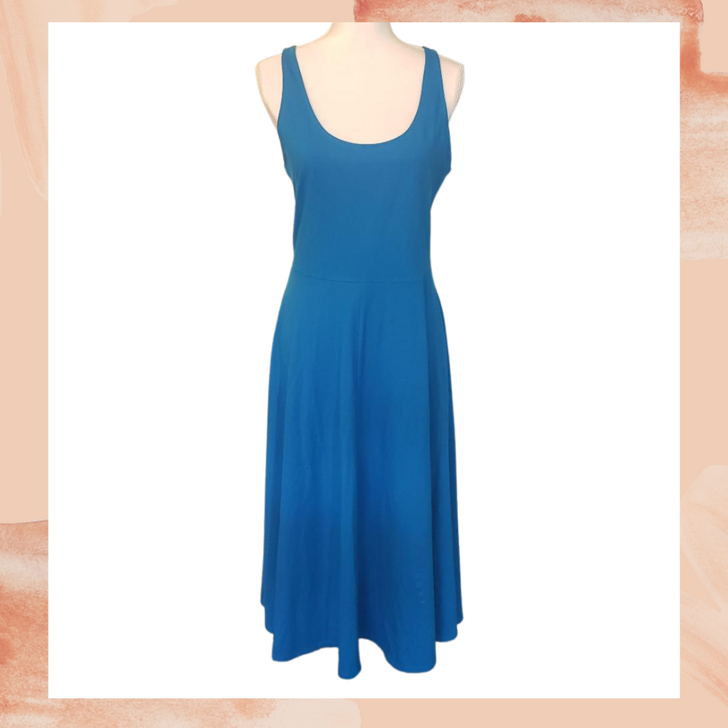 Fit and Flare Blue Tank Midi Dress Large