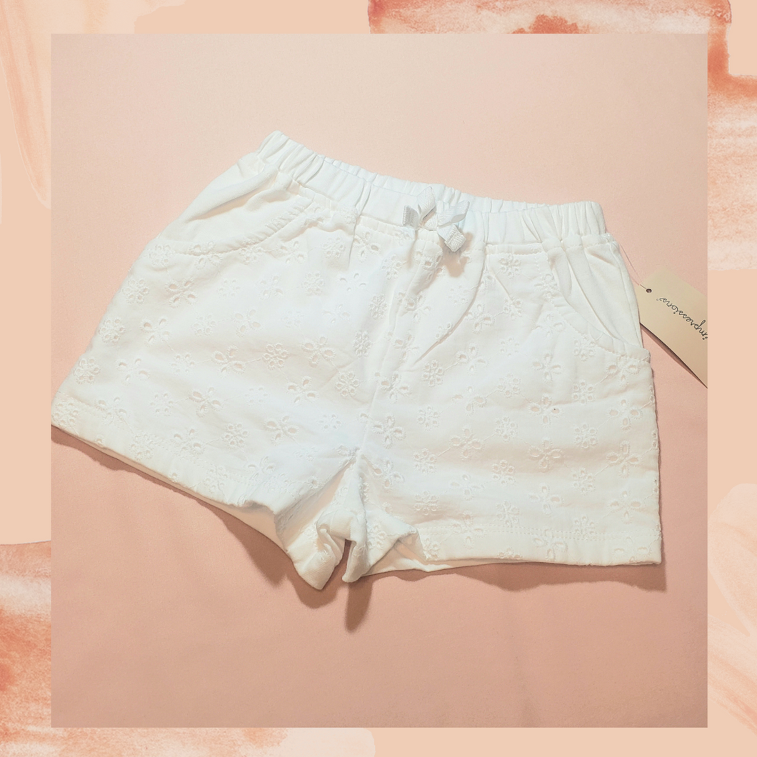 Girl's White Lace Detail Shorts