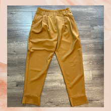 Load image into Gallery viewer, Gold Mustard High Waist Pleated Trousers (Pre-Loved) Size 10
