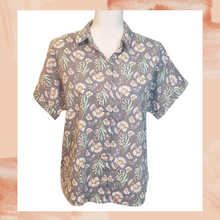 Load image into Gallery viewer, Gray Floral Button Shirt Small
