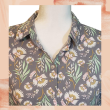 Load image into Gallery viewer, Gray Floral Button Shirt Small
