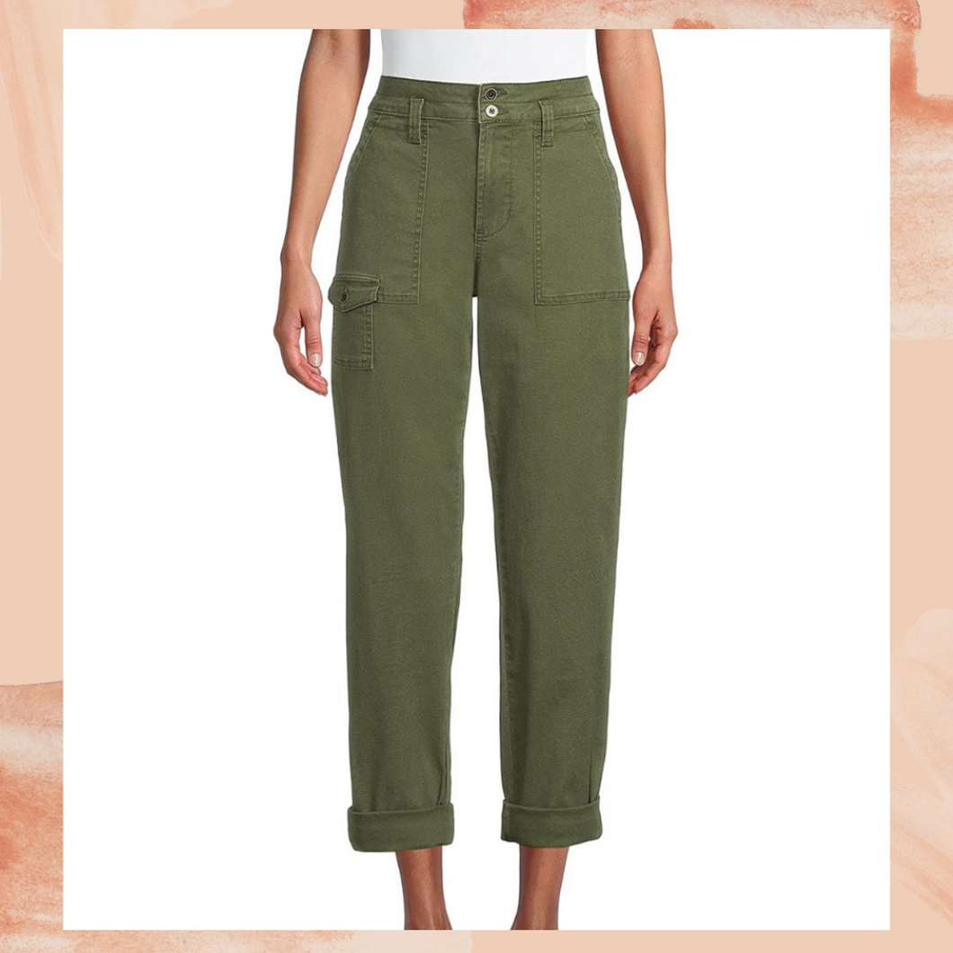 Green Relaxed Fit Cropped Cargo Pants Size 10
