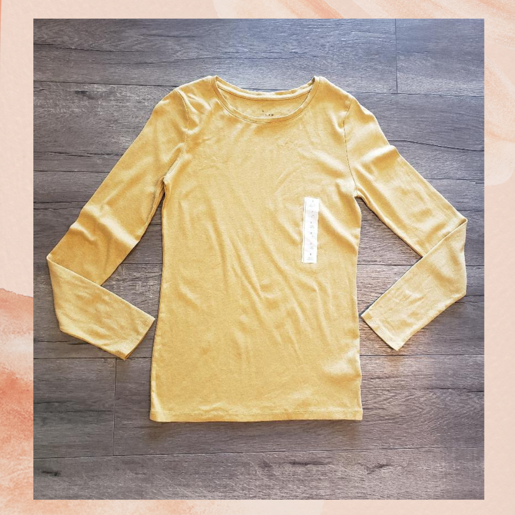 Heathered Gold Slim Fit Long Sleeve Tee Size Small