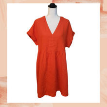 Cargue la imagen en el visor de la galería, Hot Coral Short Sleeve Gauze Mini Dress X-Large
