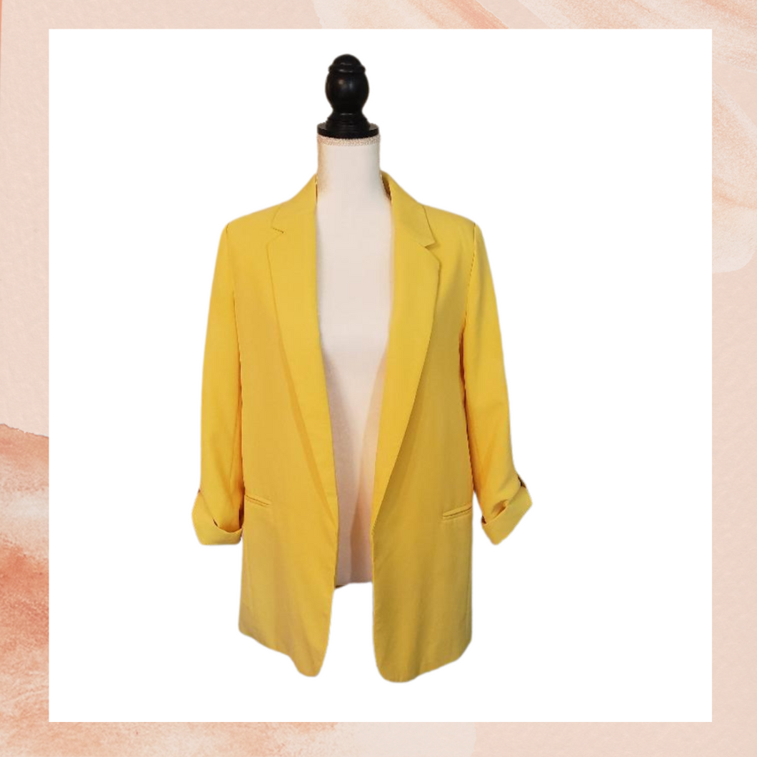 JustFab Yellow Open Front Blazer (Pre-Loved) Large