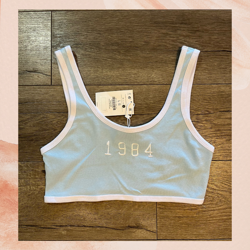 Light Blue 1984 Cropped Tank Top Size Large