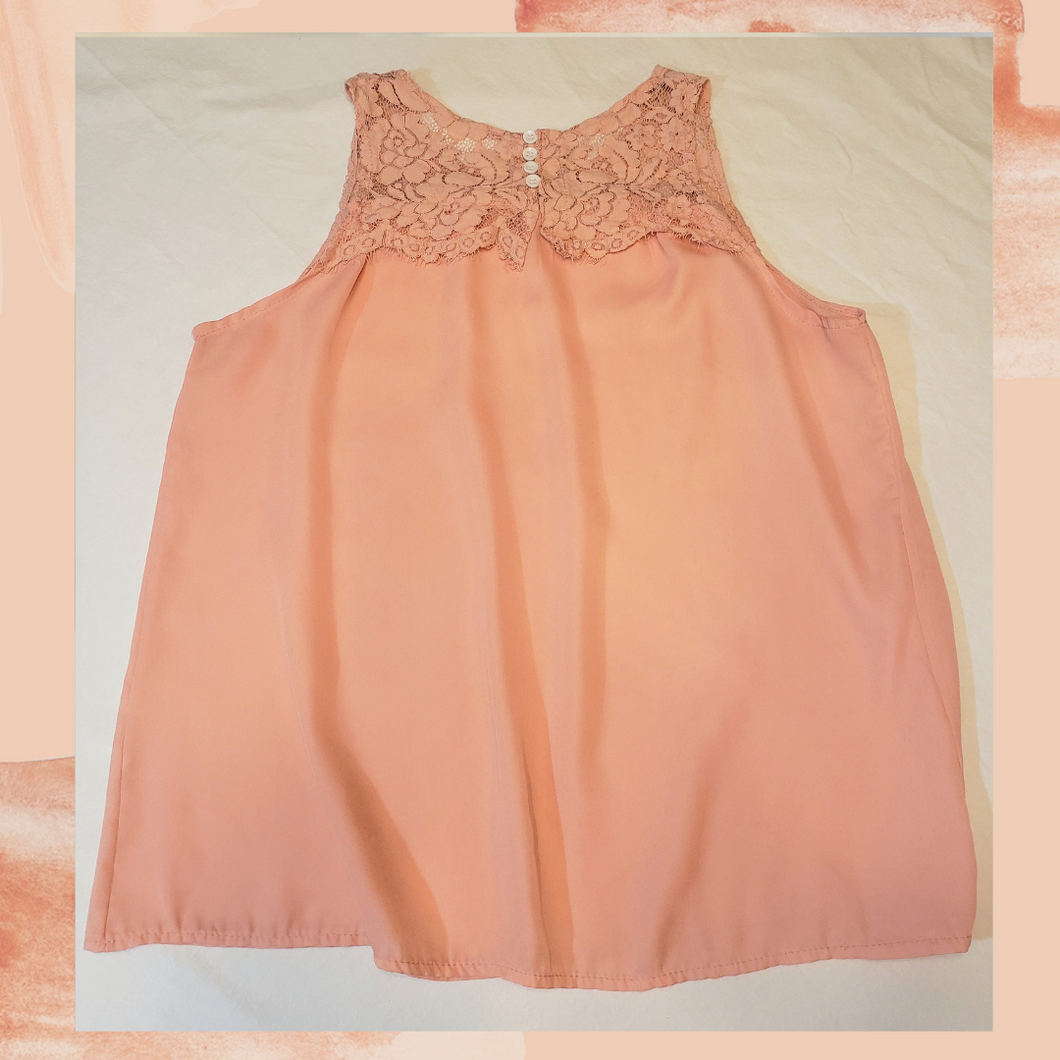 Light Pink Lace Smocked Tank Top Large (Pre-Loved)