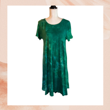 Load image into Gallery viewer, LuLaRoe Green Tie-Dye Midi T-Shirt Dress (Pre-Loved) Size Medium
