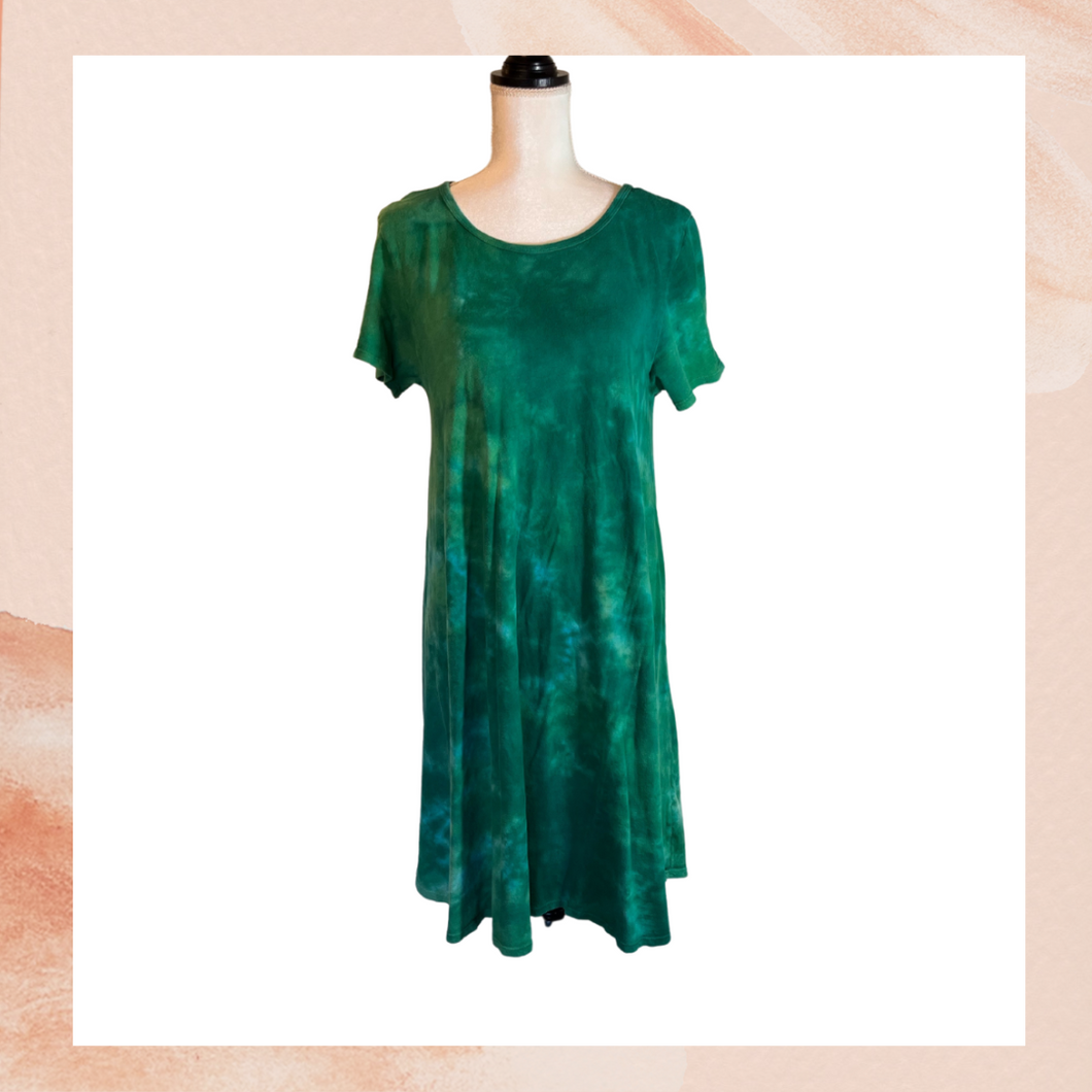 LuLaRoe Green Tie-Dye Midi T-Shirt Dress (Pre-Loved) Size Medium