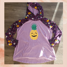 Load image into Gallery viewer, LuLaRoe Purple Halloween Pineapple Hoodie Sweatshirt (Pre-Loved) XL
