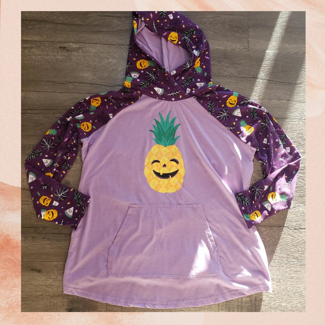 LuLaRoe Purple Halloween Pineapple Hoodie Sweatshirt (Pre-Loved) XL