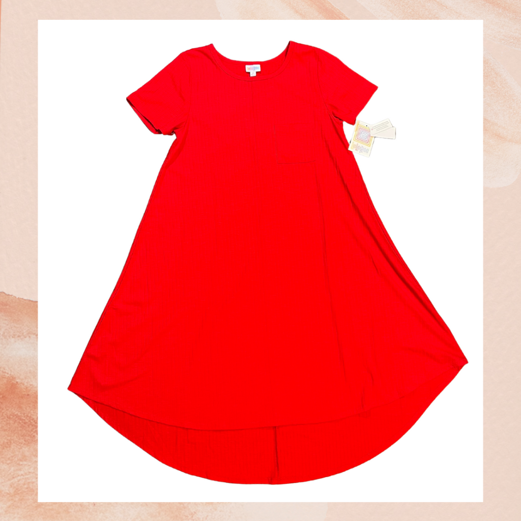 LuLaRoe Red Ribbed High-Low T-Shirt Dress Size Medium