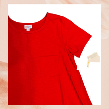 Load image into Gallery viewer, LuLaRoe Red Ribbed High-Low T-Shirt Dress Size Medium
